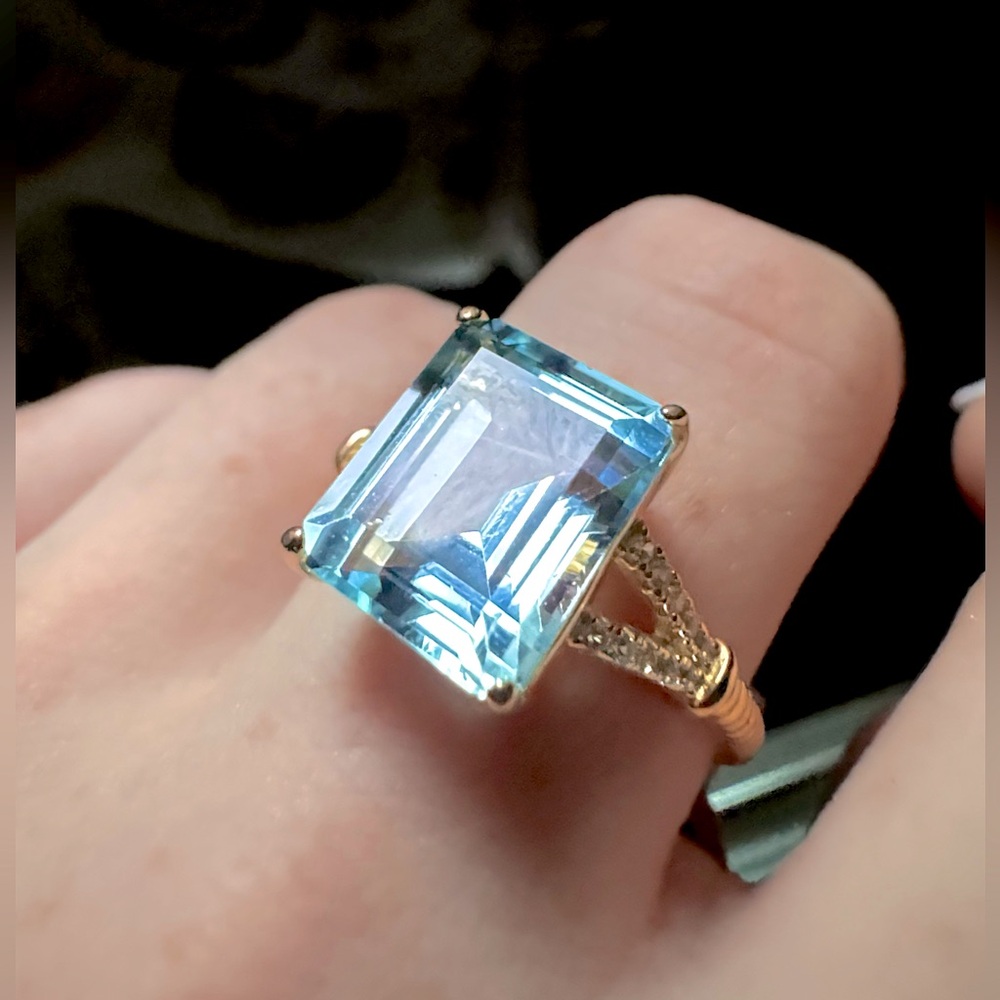 Gold Plated 925 Silver Sky Blue Topaz Ring